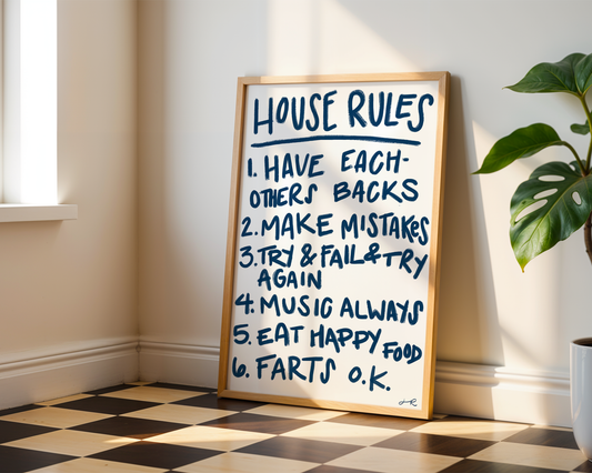 ORIGINAL 'House Rules' Sign - The Rose Family Rules
