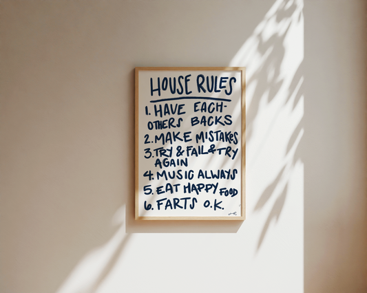 ORIGINAL 'House Rules' Sign - The Rose Family Rules