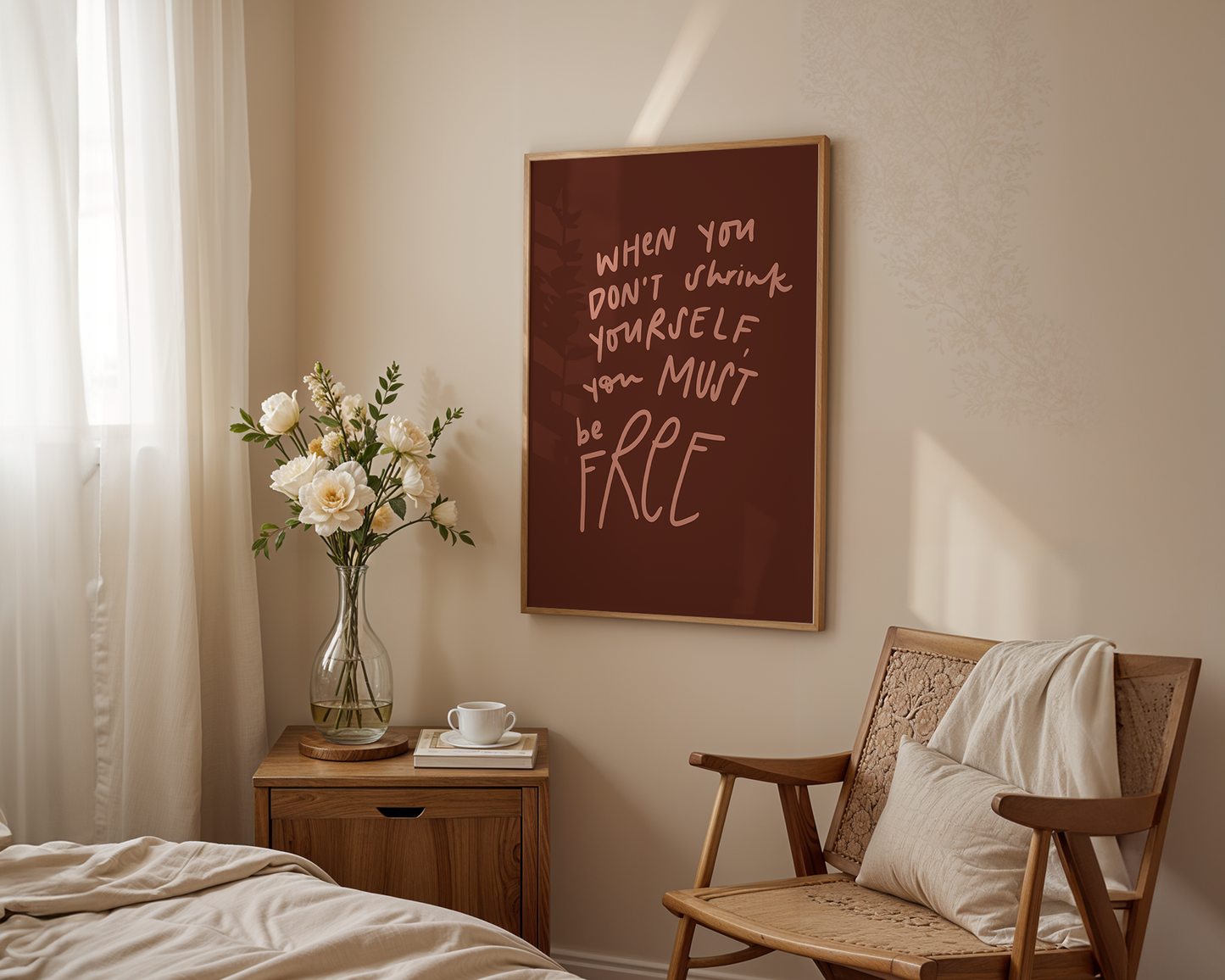 "When You Don't Shrink Yourself You Must Be Free" Hand-Lettered Print